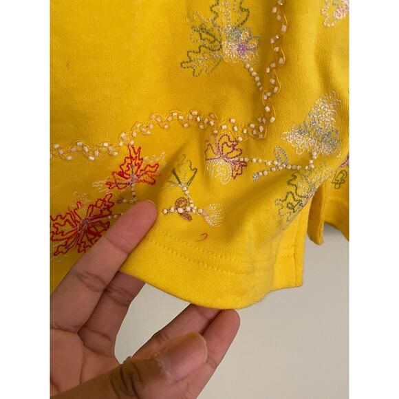 Vintage Lisa Ashley Womens Cardigan Small Yellow Floral Beaded Cottagecore 90s - Picture 3 of 13
